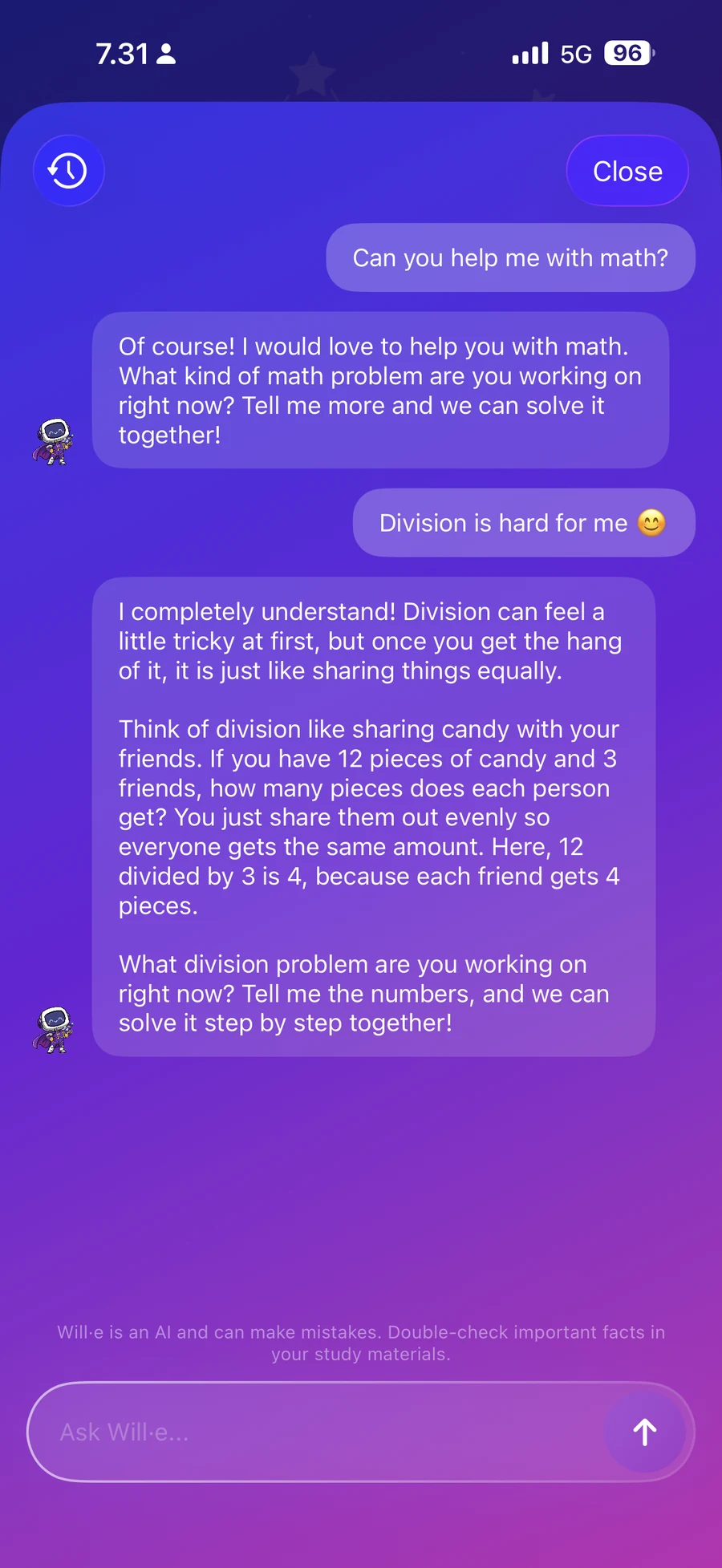 The Will·e chat in the app