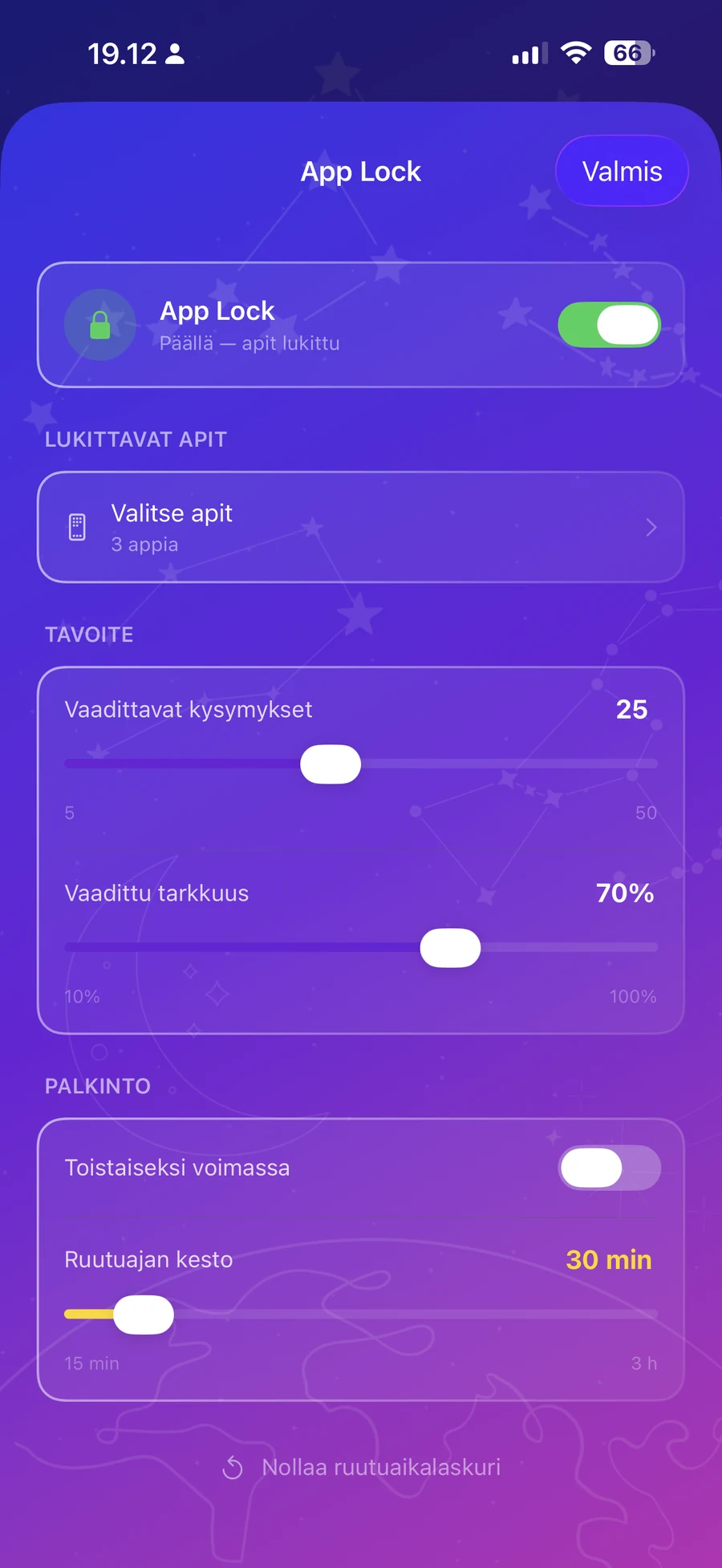 App Lock -näkymä