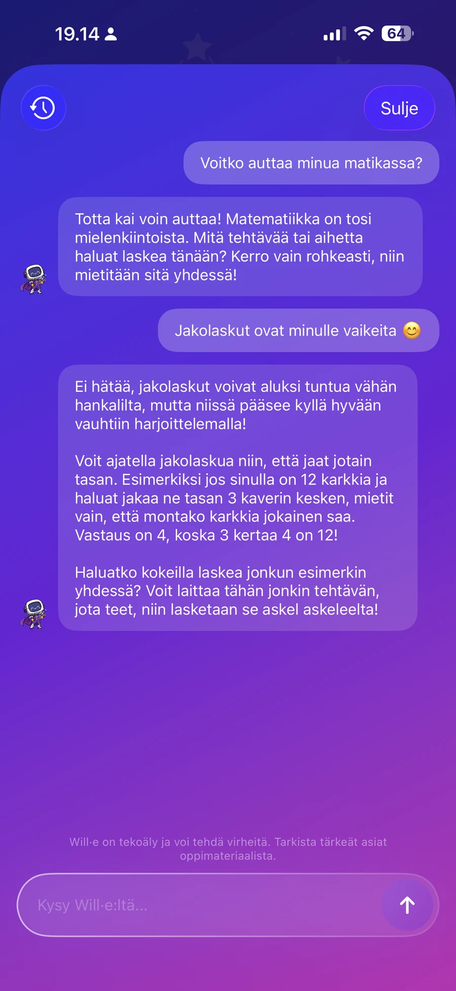 Will·e-chat sovelluksessa