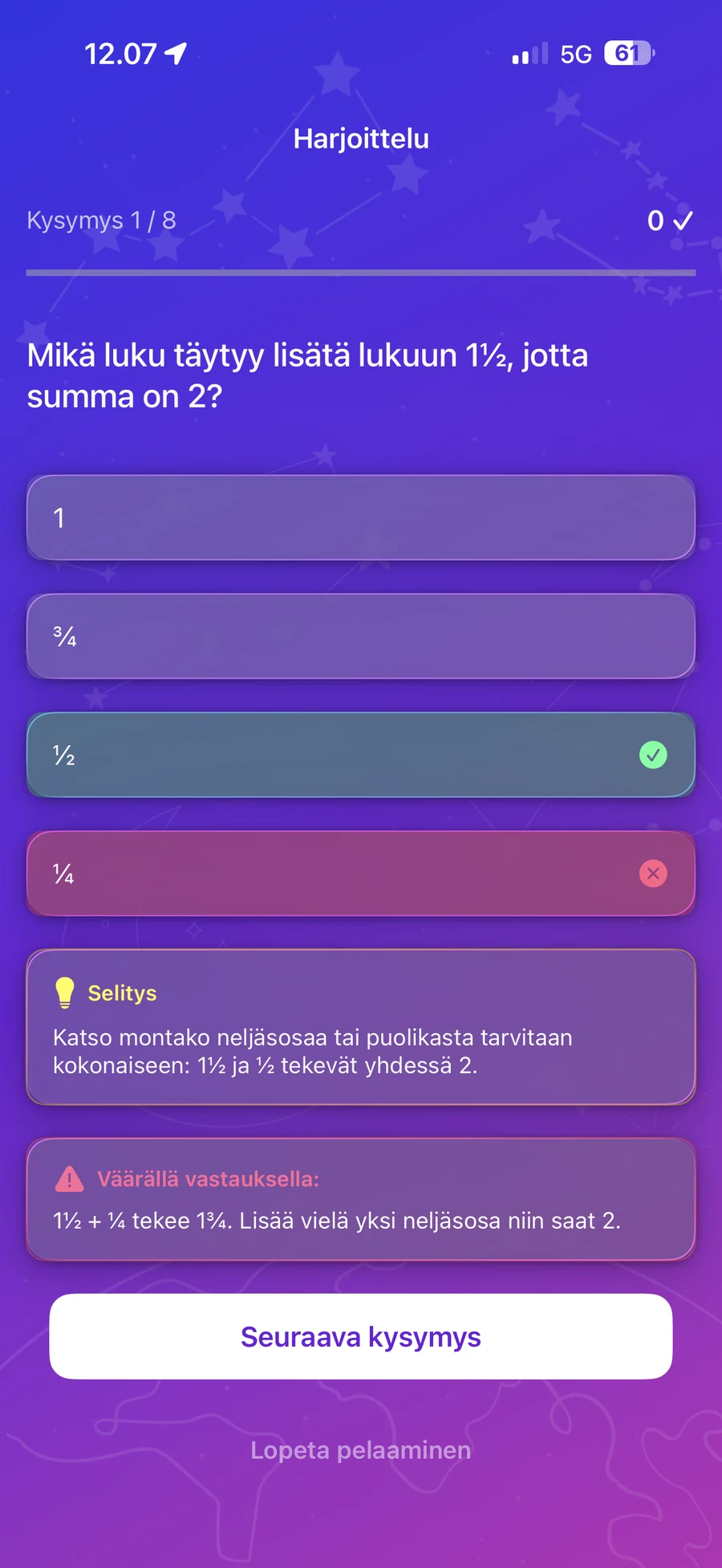 Monivalintapeli selityksineen